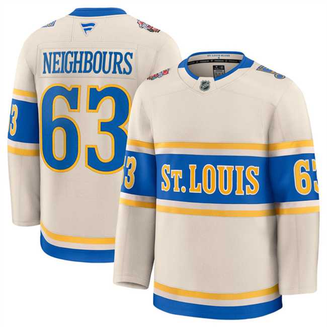 Men%27s St. Louis Blues #63 Jake Neighbours Cream 2024-25 Winter Classic Stitched Hockey Jersey Dzhi